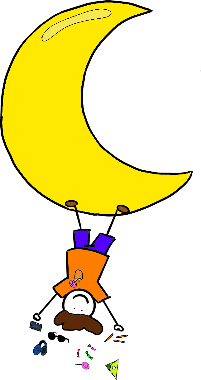 Ilustrácia dieťaťa hojdajúceho sa na mesiaci